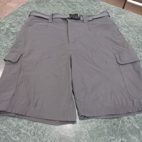 Orvis Mens Cargo Shorts 32 Gray Belted Pockets Elastic Waist Hiking Outdoor 9 in - Picture 1 of 15